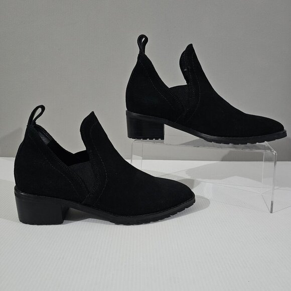 NEW Blondo Sandra Ankle Bootie Womens 7 Black Suede Waterproof Chelsea Winter - Picture 3 of 13